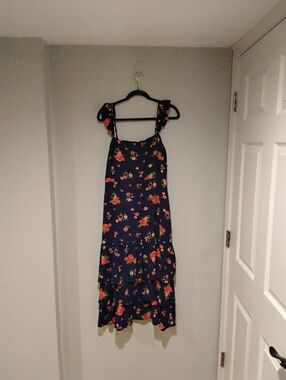 Sugarlips Navy Maxi Dress with Red Floral Print
